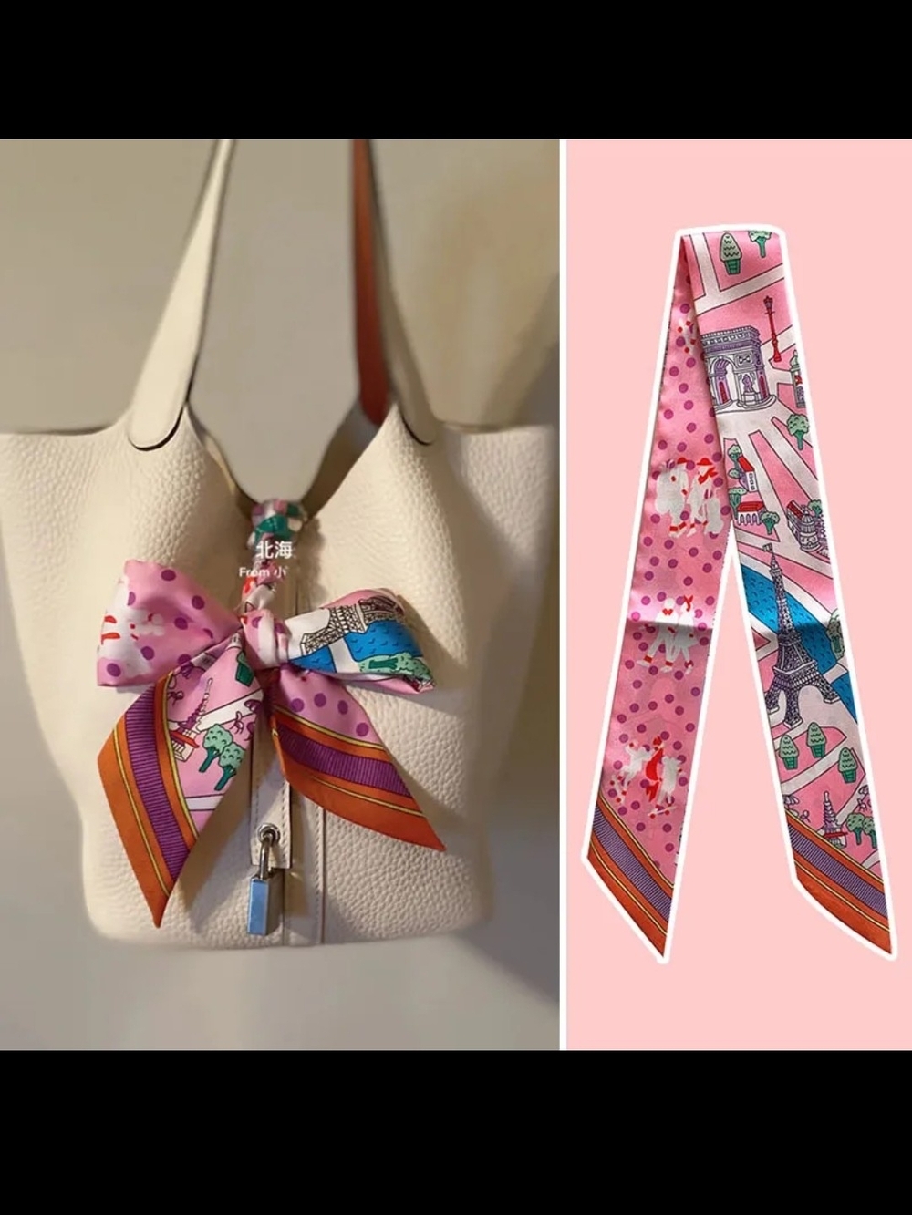 Silk Scarf Women Bags Wraps - Pink Multi